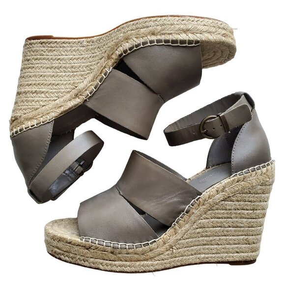 Treasure & Bond Sannibel High Heel Espadrille Platform Wedges Taupe Gray Size 10 - Picture 3 of 15